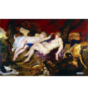Diana And Her Nymphs Spied Upon By Satyrs