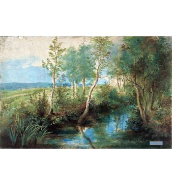 Landscape With Stream Overhung With Trees