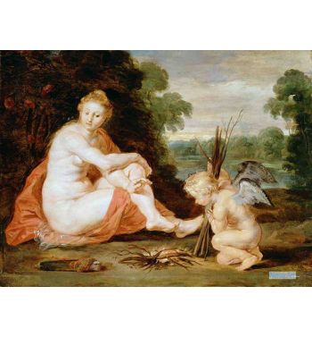 Venus And Cupid Warming Themselves Venus Frigida 