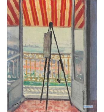 The Balcony With Striped Blind
