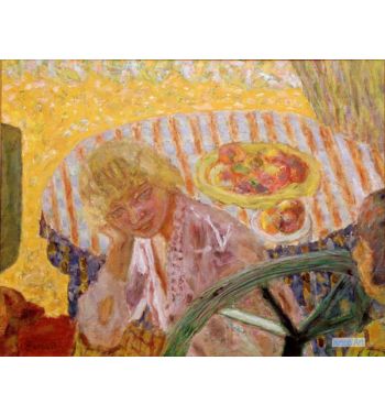 Young Women In The Garden Or The Striped Tablecloth Painting