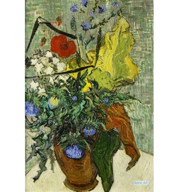 Wild Flowers And Thistles In A Vase