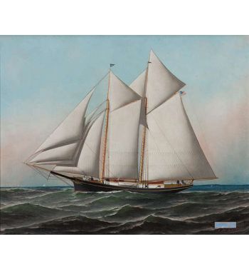 Portrait Of An American Yacht Flying Flag Of Ny Yacht Club, 1887
