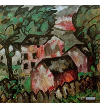 Landscape With Three Red Houses