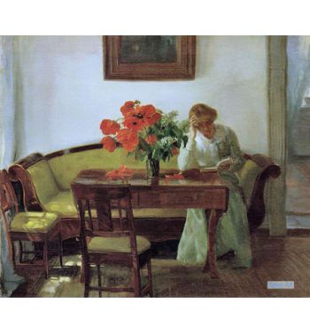 Interior With Poppies And Reading Woman, Lizzy Hohlenberg