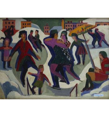Ice Skating Rink With Skaters, 1925