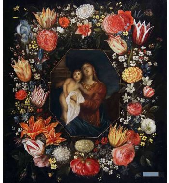 Virgin And Child In A Flower Garland