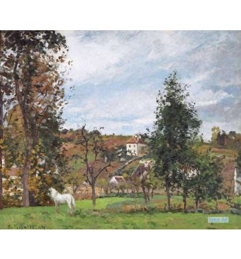 Landscape With A White Horse In A Meadow l'Hermitage