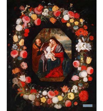 Holy Family In A Flower Garland