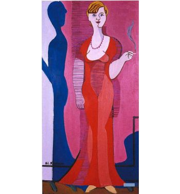 Blond Woman In Red Dress, Portrait Elisabeth Hembus