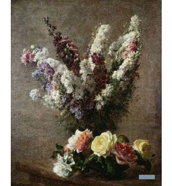 Roses And Larkspur, 1885