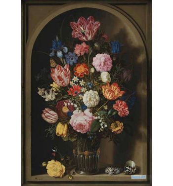 Bouquet Of Flowers In A Stone Niche