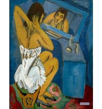 Toilet, Woman In Front Of The Mirror