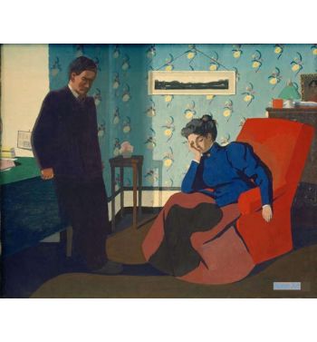 Red Armchair Interior And Figures