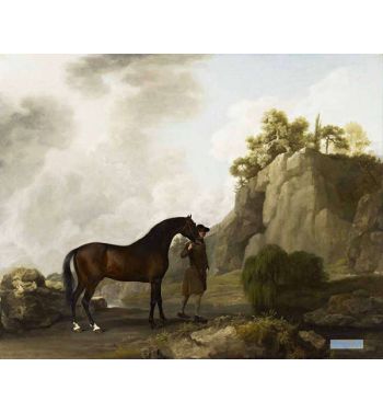 The Marquess Of Rockingham's Arabian Stallion Led By A Groom At Creswell Crags 