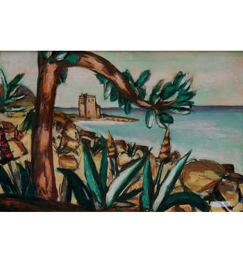 Seascape With Old Castle And Agaves