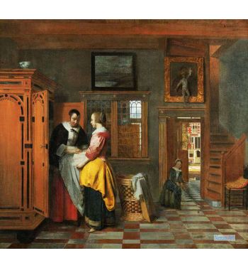 Interior With Women Inside A Linen Cupboard