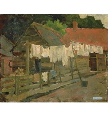 Farmhouse With Wash On The Line, c1898
