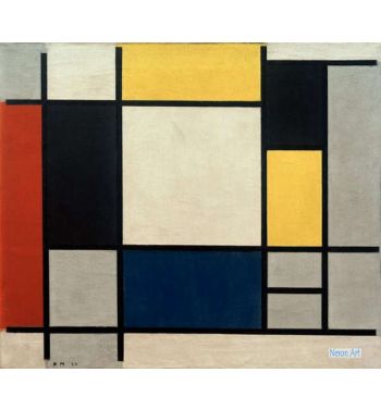 Composition With Yellow, Red, Black, Blue And Gray