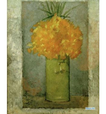 Bouquet Of Daffodils, Daffodils In A Green Pot