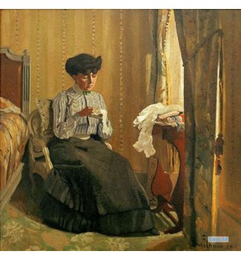 Young Woman Sewing Near The Window