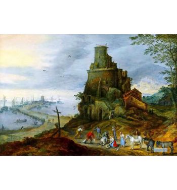 A Coastal Landscape With Fishermen With Their Catch By A Ruined Tower