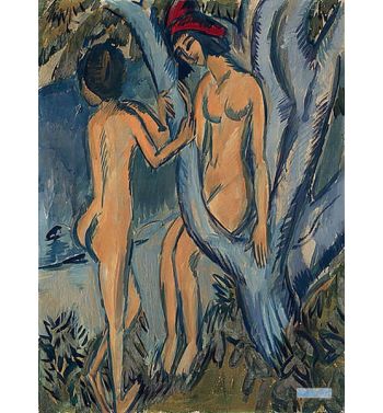 Two Nudes By A Tree, Fehmarn 1912 13