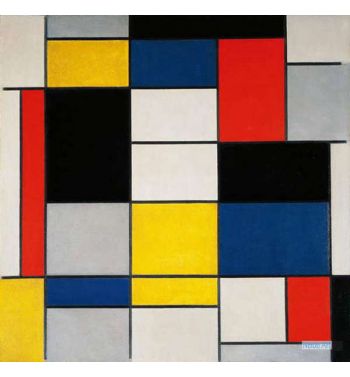 Composition A With Black, Red, Grey, Yellow And Blue
