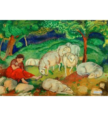 Shepherdess With Sheep
