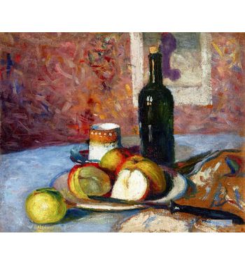 Still Life With Cup, Fruit And Bottle