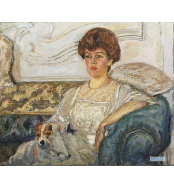Woman On A Blue Sofa