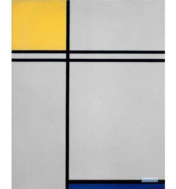 Composition With Yellow, Blue And Double Line