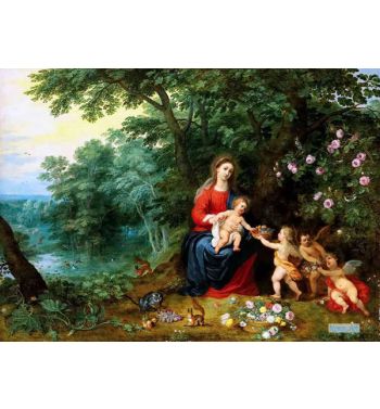 Madonna And Child With A Putti In A Landscape
