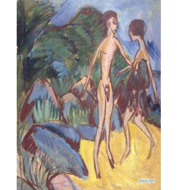 Naked Youth And Girl On The Beach