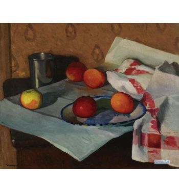 Still Life With A Towel Edged With Red