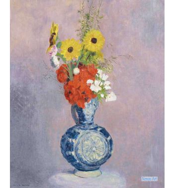 Bouquet Of Flowers In Blue Vase