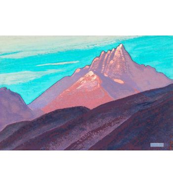 Turquoise Sky Pink Mountains Purple Foot 1940