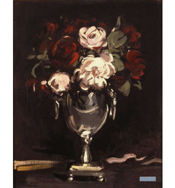 Red And White Roses In A Silver Urn, c1897