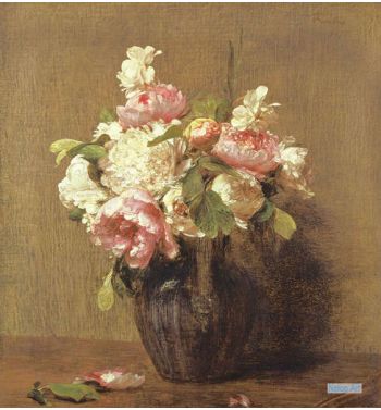 White And Pink Peonies, Daffodils