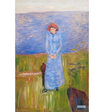 Woman In Blue Against Blue Water 1891
