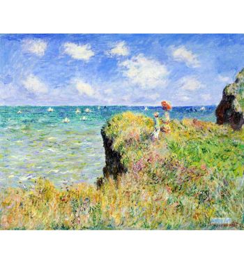 Walk On The Cliff At Pourville 1882