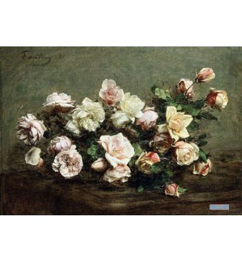 Vase Of White Roses On A Table