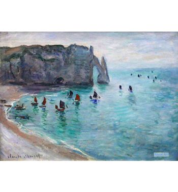 Etretat The Aval Door Fishing Boats Leaving The Harbour 1885