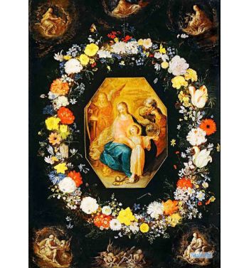 The Holy Family Surrounded By A Garland Of Flowers