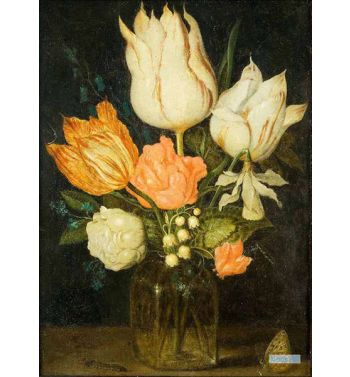 Flowers In A Square Glass 