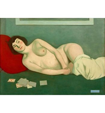 Nude Woman Lying At Blue Cards