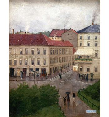 Street Corner On Karl Johan, Grand Cafe, 1883