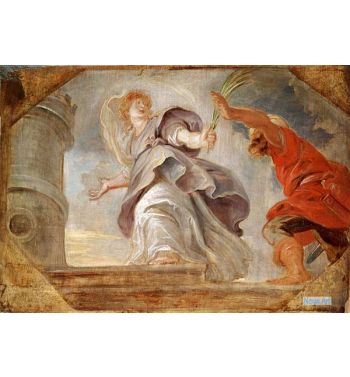 Saint Barbara Fleeing From Her Father