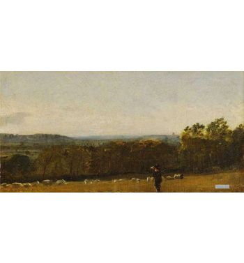 A Shepherd In A Landscape Looking Across Dedham Vale Towards Langham