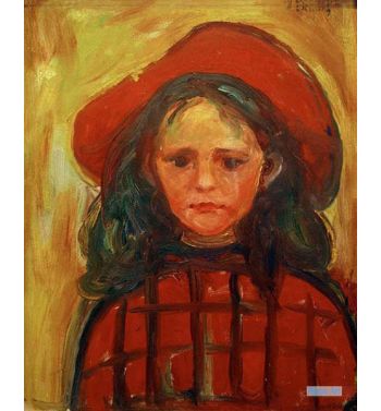 Girl With Red Plaid Dress And Red Hat